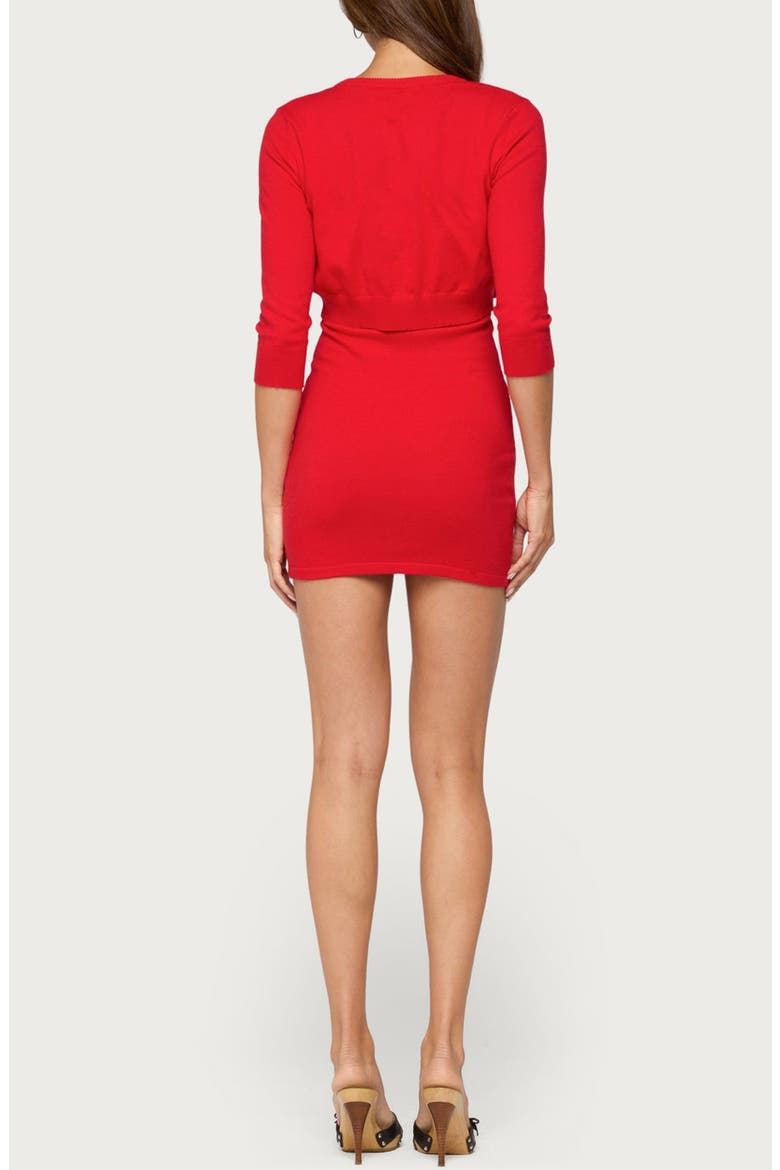 Cardigan and Knit Mini Dress Set, Alternate, color, RED