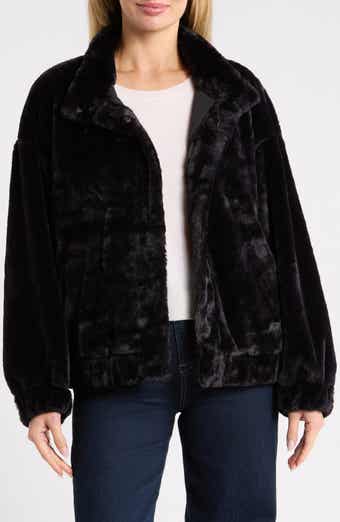 Funnel Neck Faux Fur Bomber Jacket