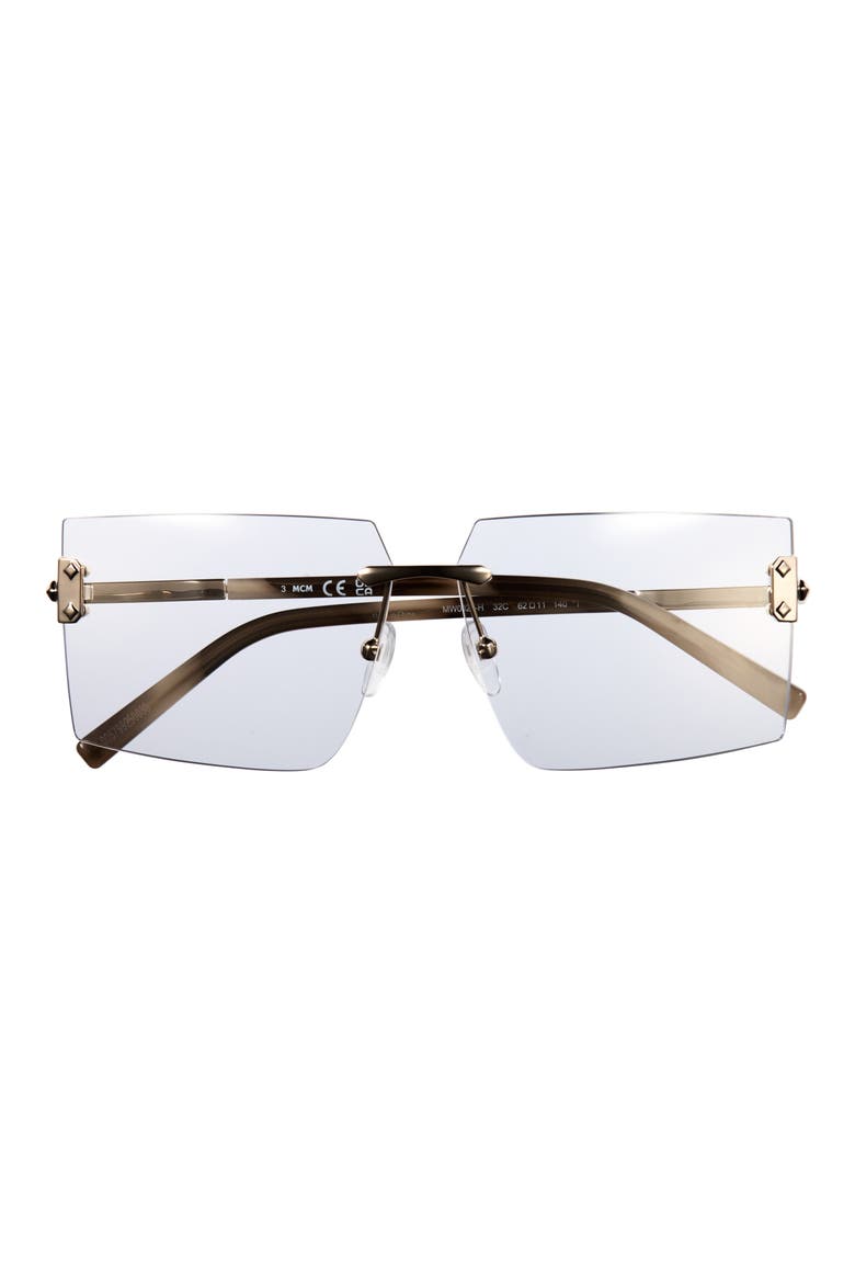 62mm Rectangular Sunglasses, Main, color, GOLD / SMOKE MIRROR