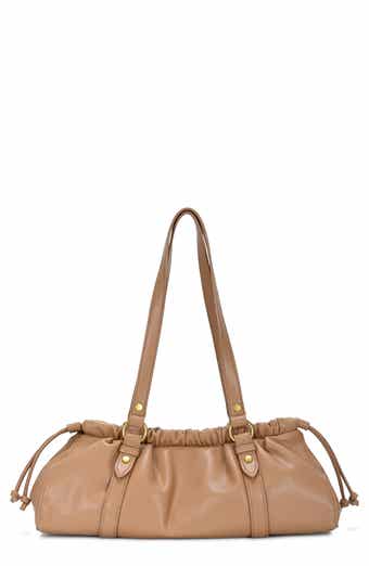Drawstring Faux Leather Shoulder Bag
