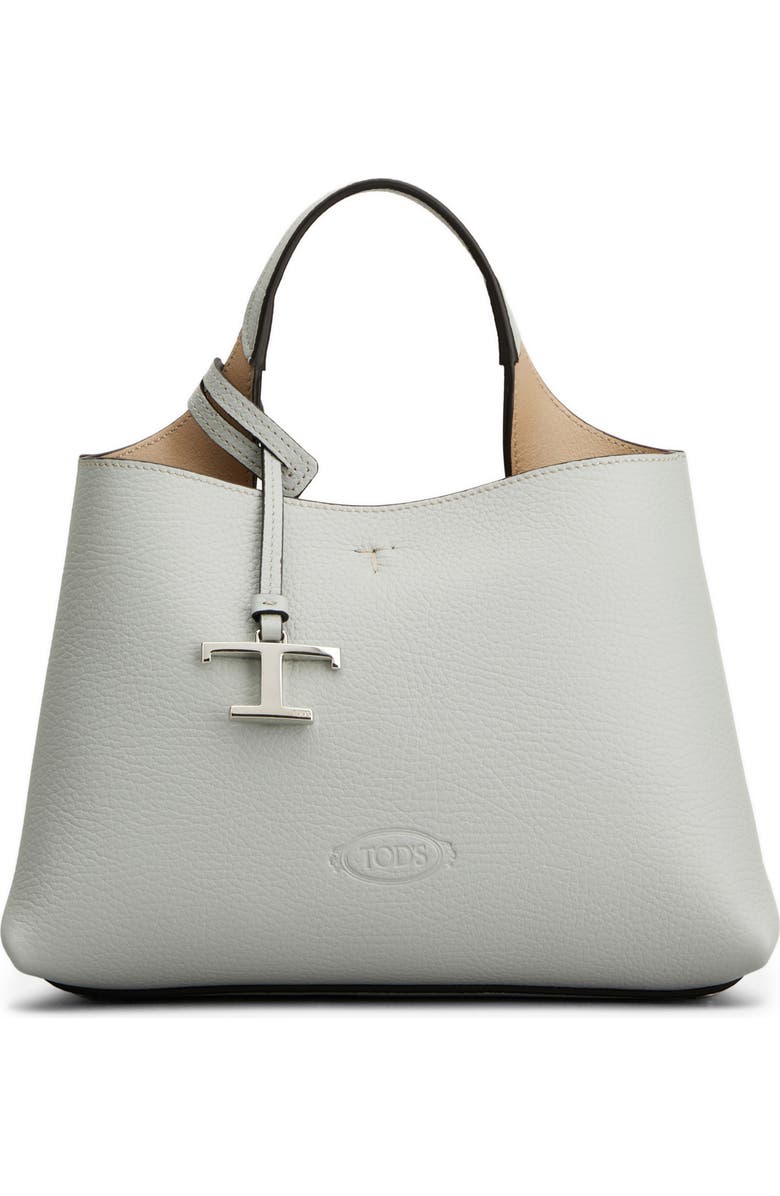 Tod's Micro Leather Top Handle Bag, Main, color, Grey Natural