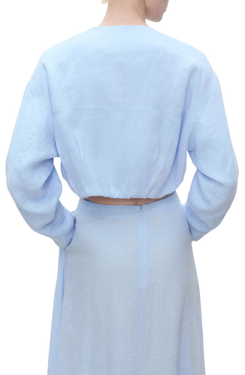 MANGO Crop Linen Jacket, Alternate, color, Sky Blue