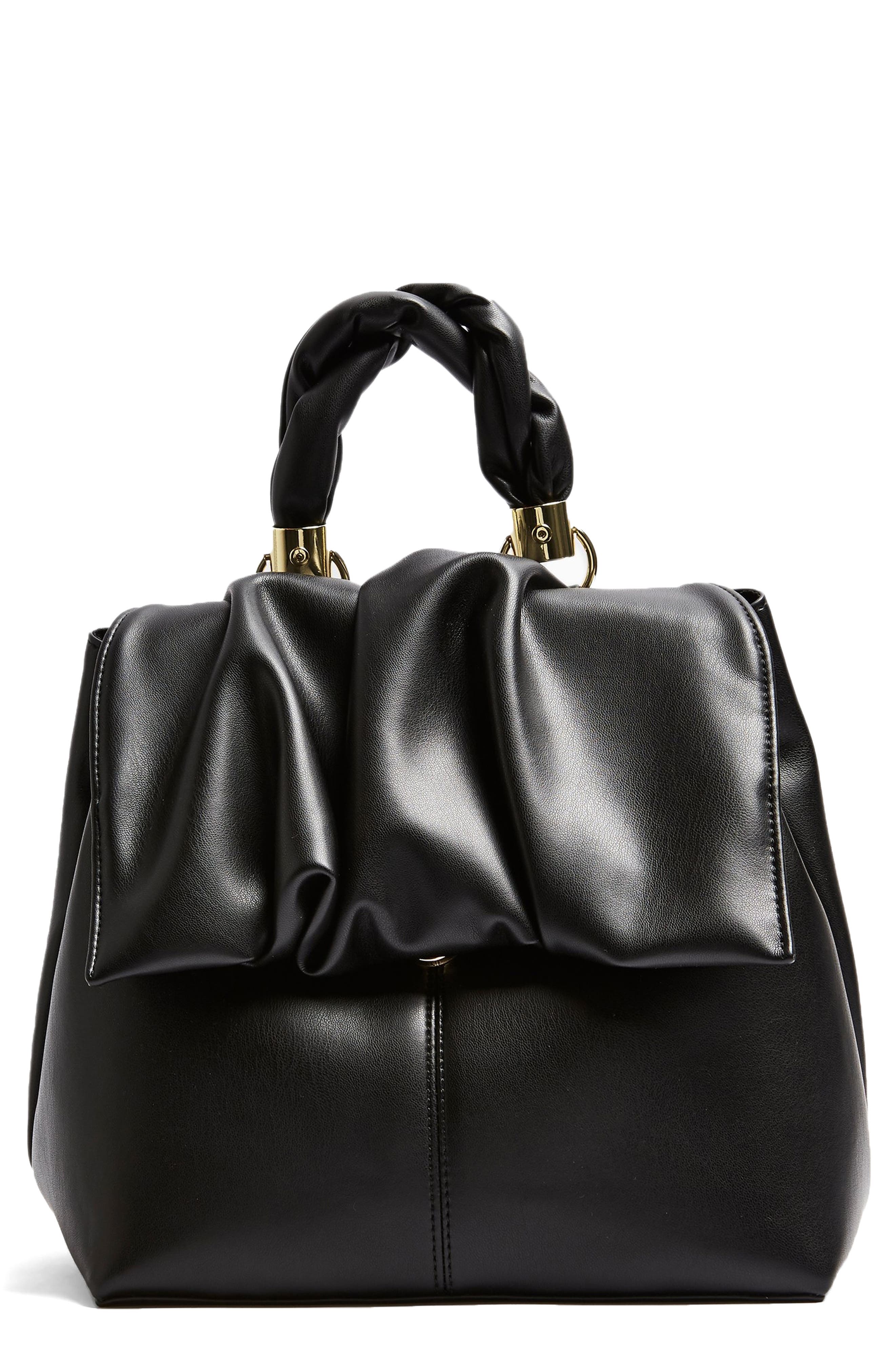 Topshop Ruched Flap Backpack, Main, color, 