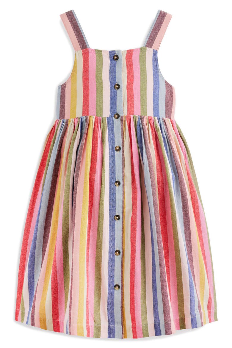 Remy Button Front Cotton Sundress, Main, color, PINK/ GREEN MULTI STRIPE