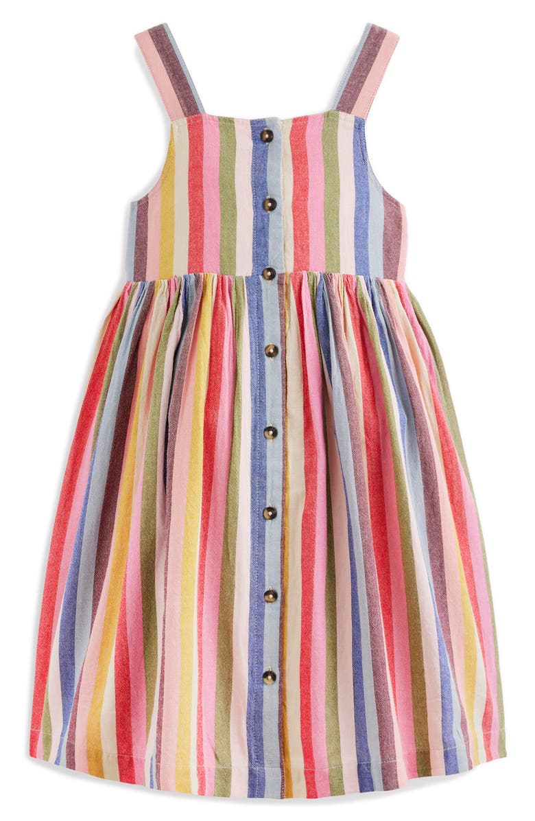 Mini Boden Remy Button Front Cotton Sundress, Main, color, Pink/ Green Multi Stripe