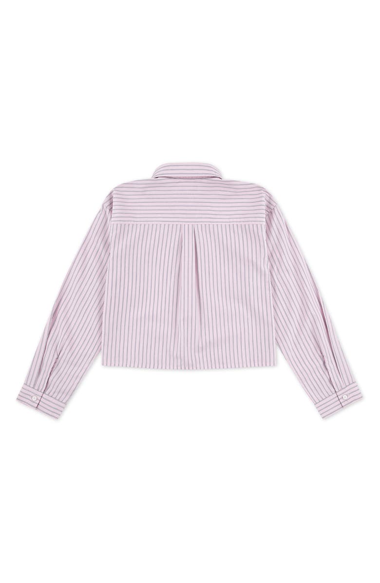 abercrombie kids Kids' Stripe Boxy Button-Up Shirt, Alternate, color, Cradle Pink