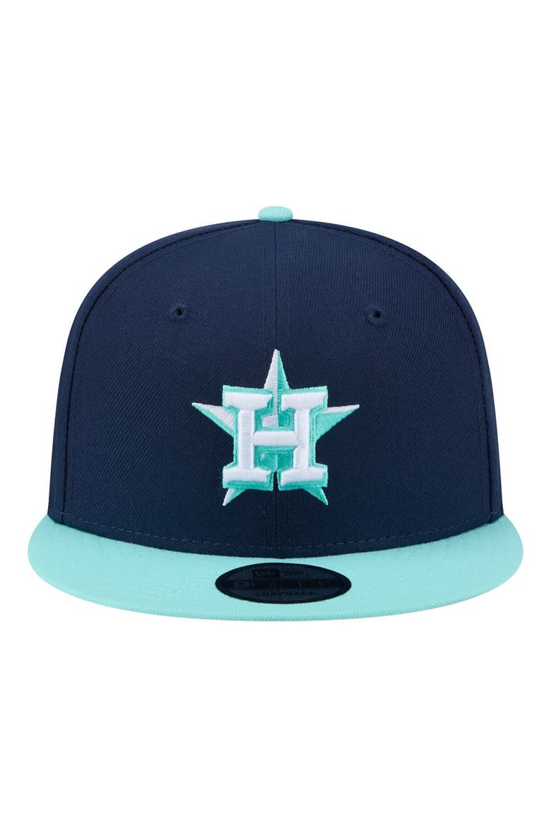 Men's New Era Navy/Turquoise Houston Astros Two-Tone Color Pack 9FIFTY Snapback Hat, Alternate, color, Navy