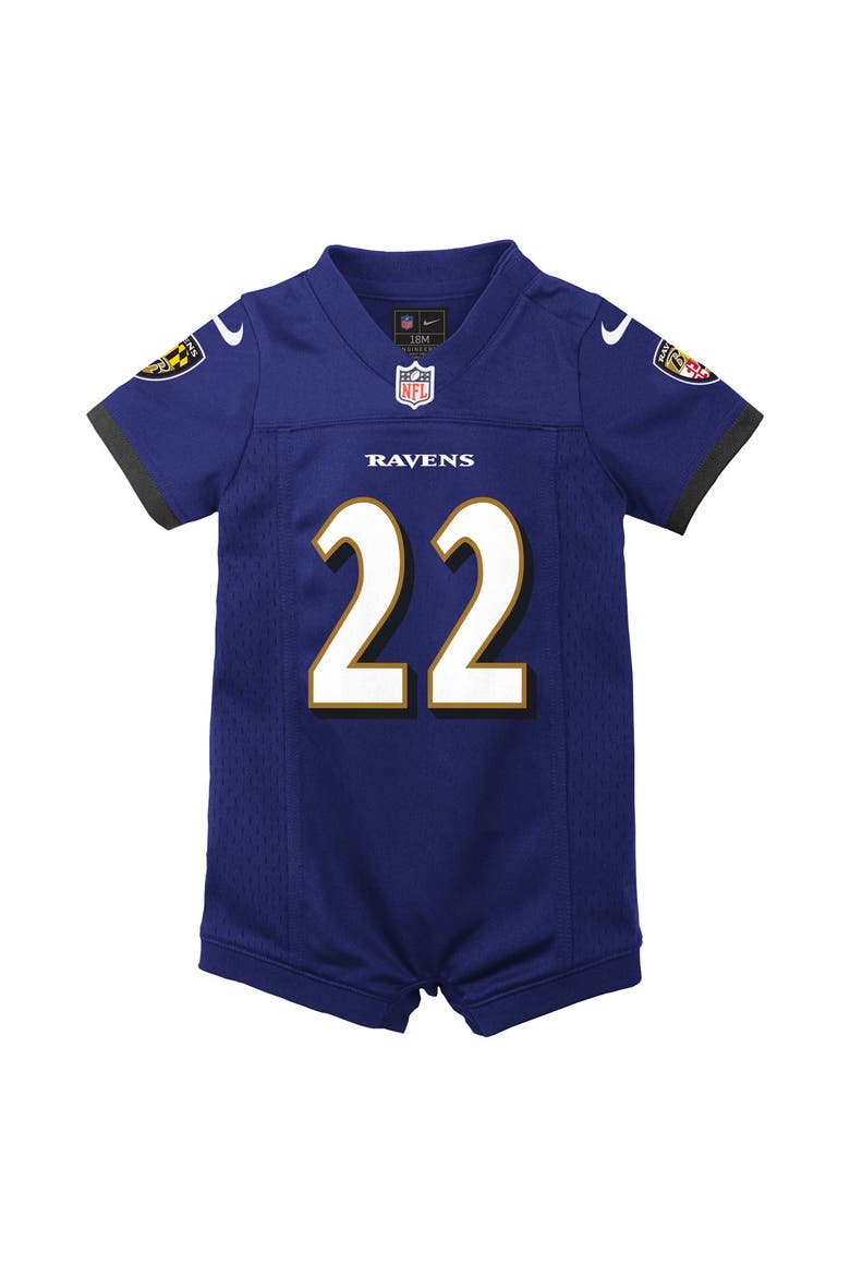 Newborn Nike Derrick Henry Purple Baltimore Ravens Romper Game Jersey, Alternate, color, Purple