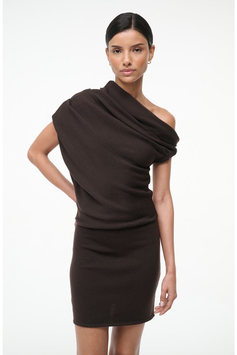 Mabel One-Shoulder Cap Sleeve Merino Wool Sweater Dress, Alternate, color, EARTH