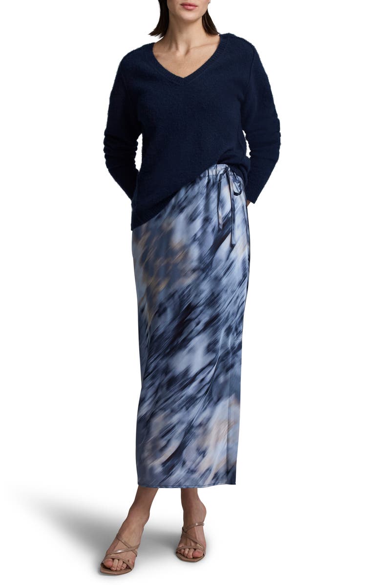 NIC+ZOE Romance Silk Blend Drawstring Skirt, Alternate, color, Blue Multi