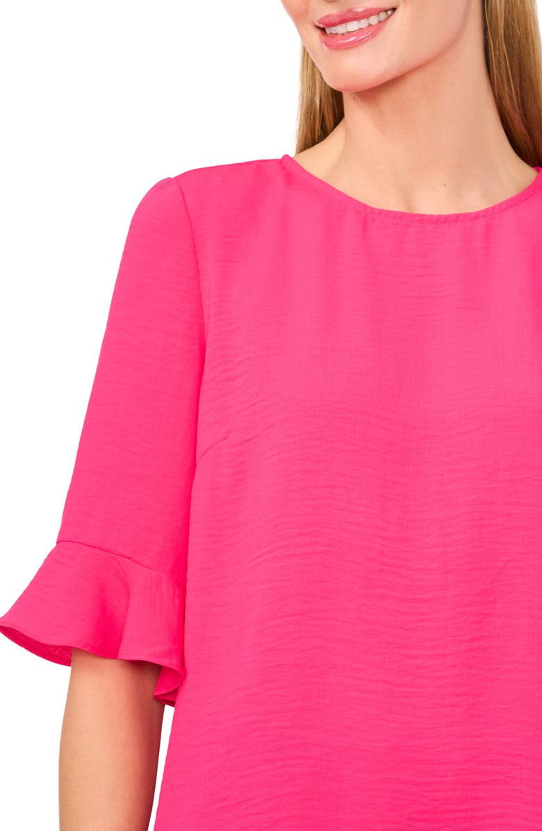 CeCe Ruffle Cuff Top, Alternate, color, Bright Rose