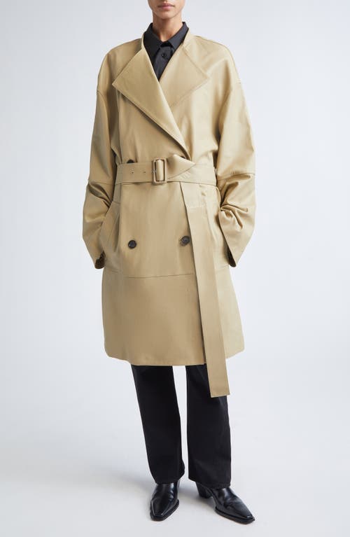 Totême Toteme Collarless Leather Coat In Brown