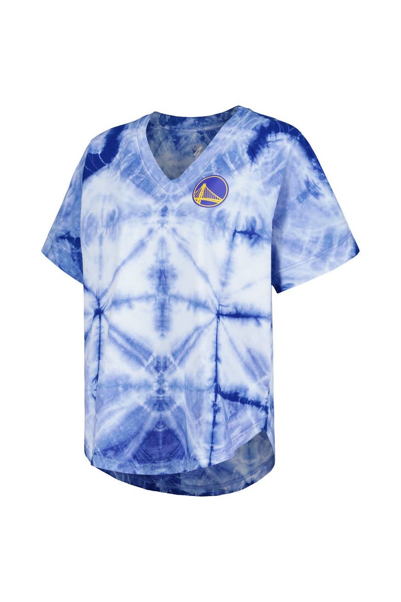 Women's G-III 4Her by Carl Banks Royal Golden State Warriors Tournament Raglan Oversized Tie-Dye V-Neck T-Shirt, Alternate, color, Royal