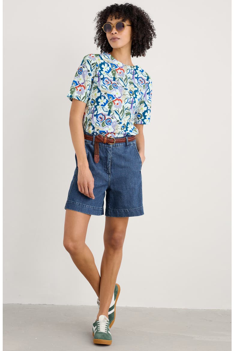 Poisson Print Organic Coton T-Shirt, Alternate, color, STUDIO FLORAL CHALK