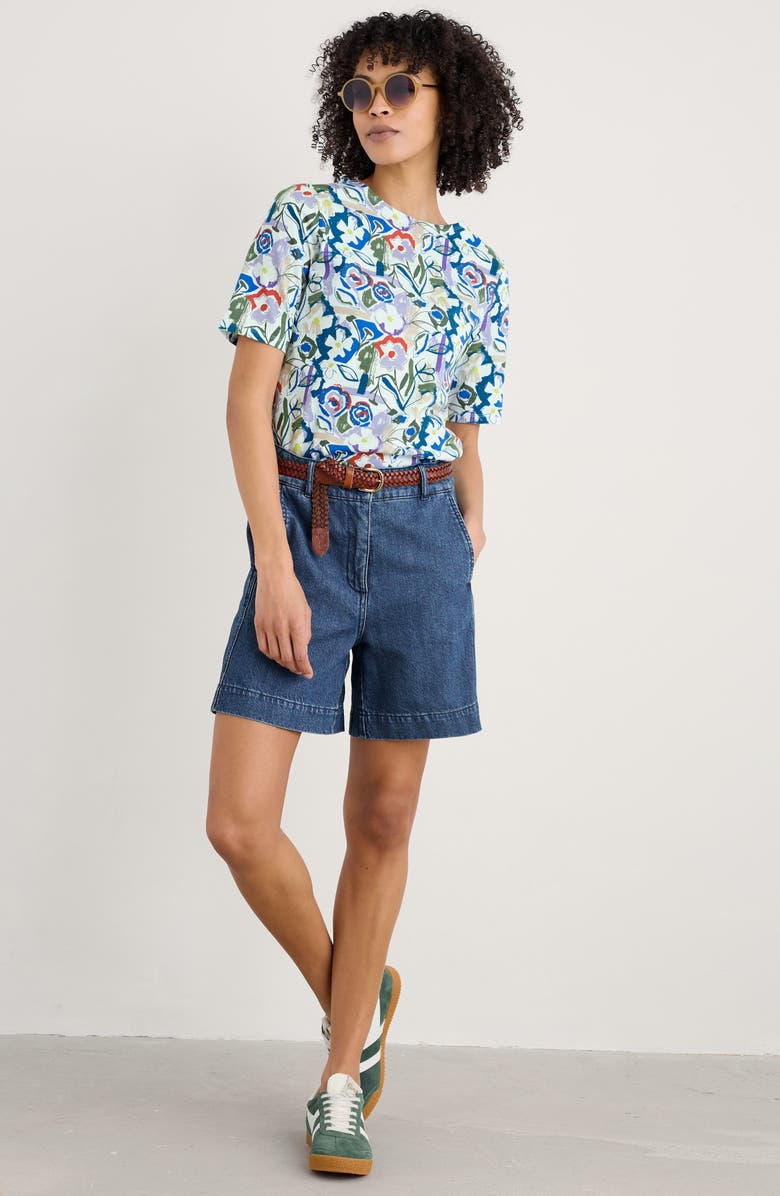 Seasalt Cornwall Poisson Print Organic Coton T-Shirt, Alternate, color, Studio Floral Chalk