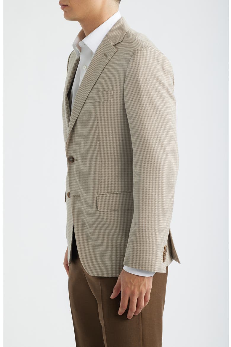 Hutson Slim Fit Tan Houndstooth Check Virgin Wool Sport Coat, Alternate, color, BEIGE/ KHAKI