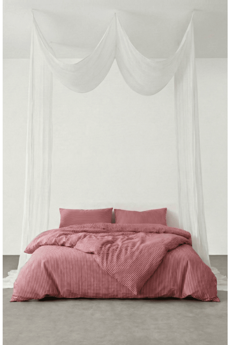 Thin Striped Soft Breathable Duvet Cover, Alternate, color, Red Striped