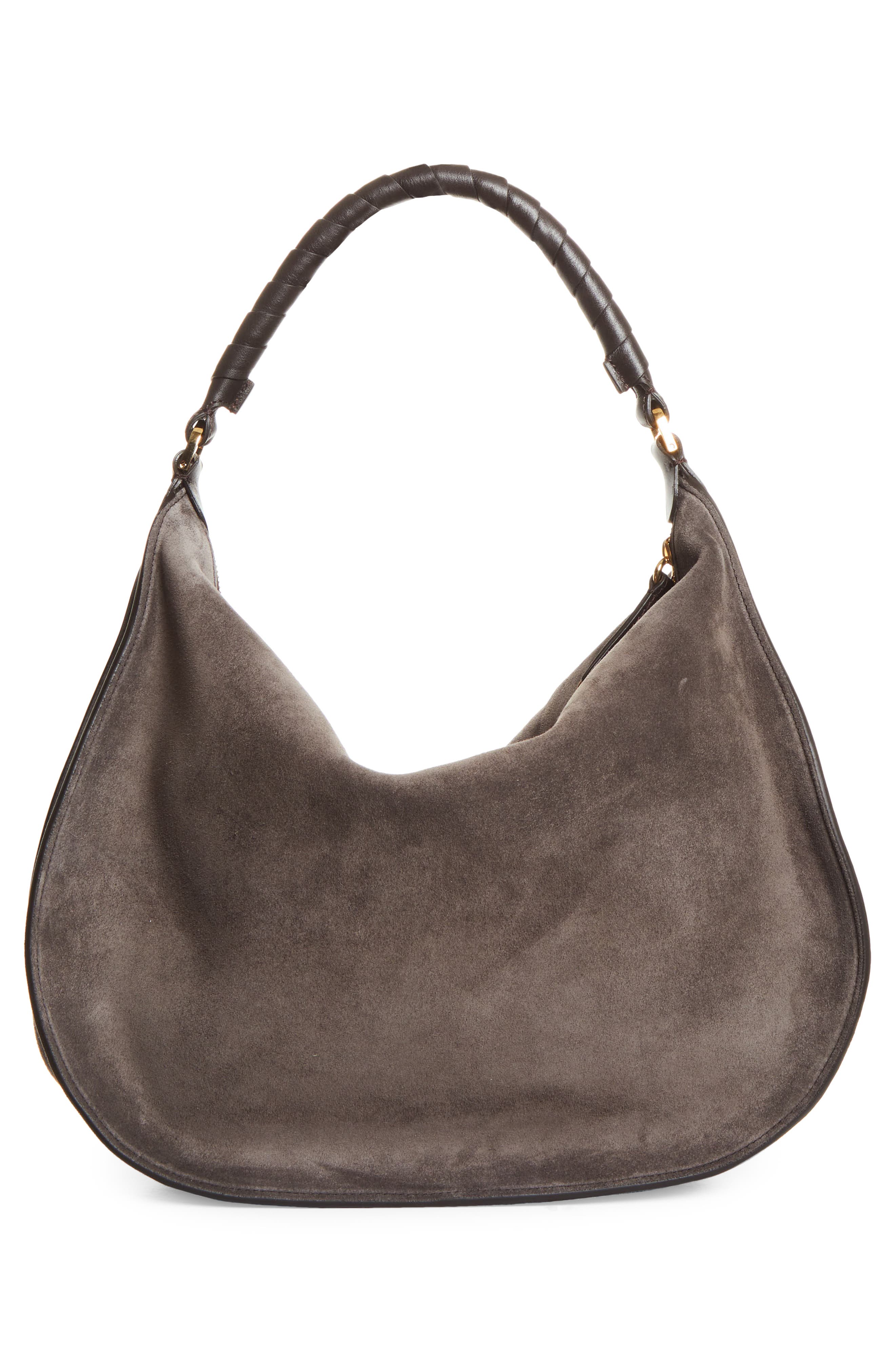 Chloé Medium Marcie Suede Shoulder Bag, Alternate, color, Kohl Brown