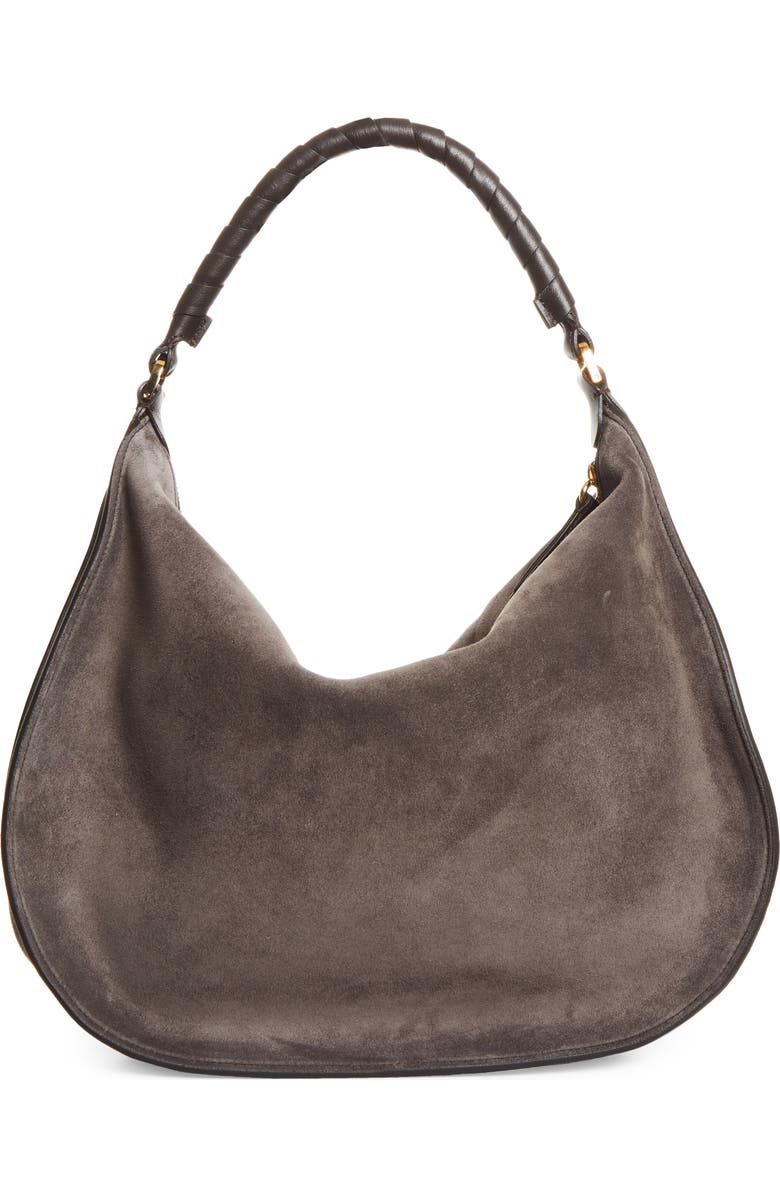 Chloé Medium Marcie Suede Shoulder Bag, Alternate, color, Kohl Brown