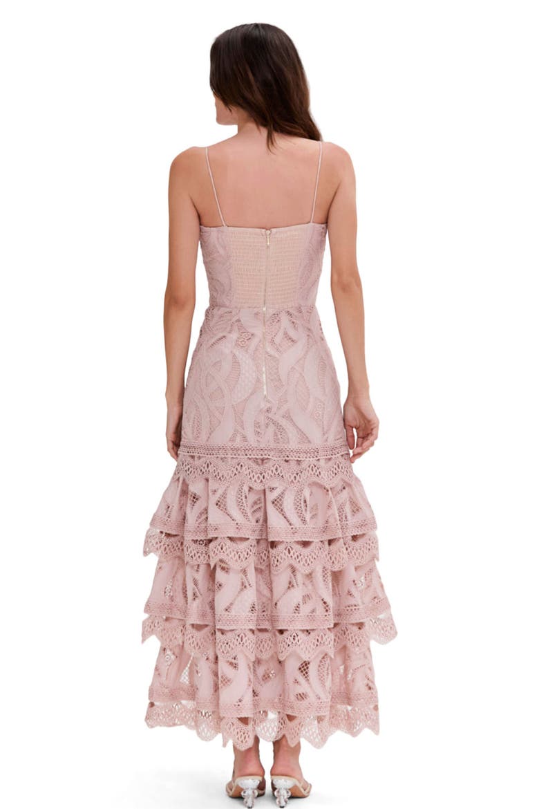 Aura Lace Flutter Midi Dress, Alternate, color, ROSE