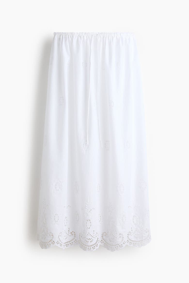 Eyelet-embroidered Drawstring Skirt, Alternate, color, White