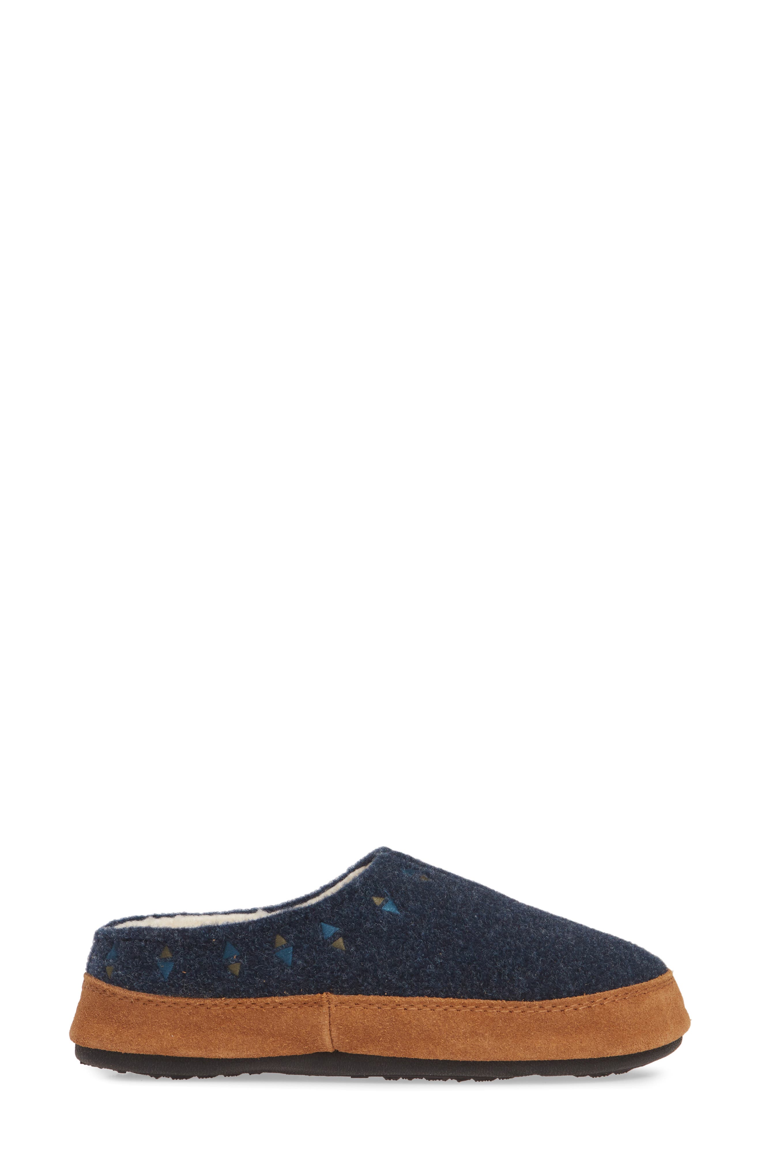 Geo Embroidered Hoodback Slipper, Alternate, color, NAVY BLUE WOOL