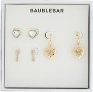 BaubleBar Set of 3 Heart & Arrow Stud Hoop Earrings