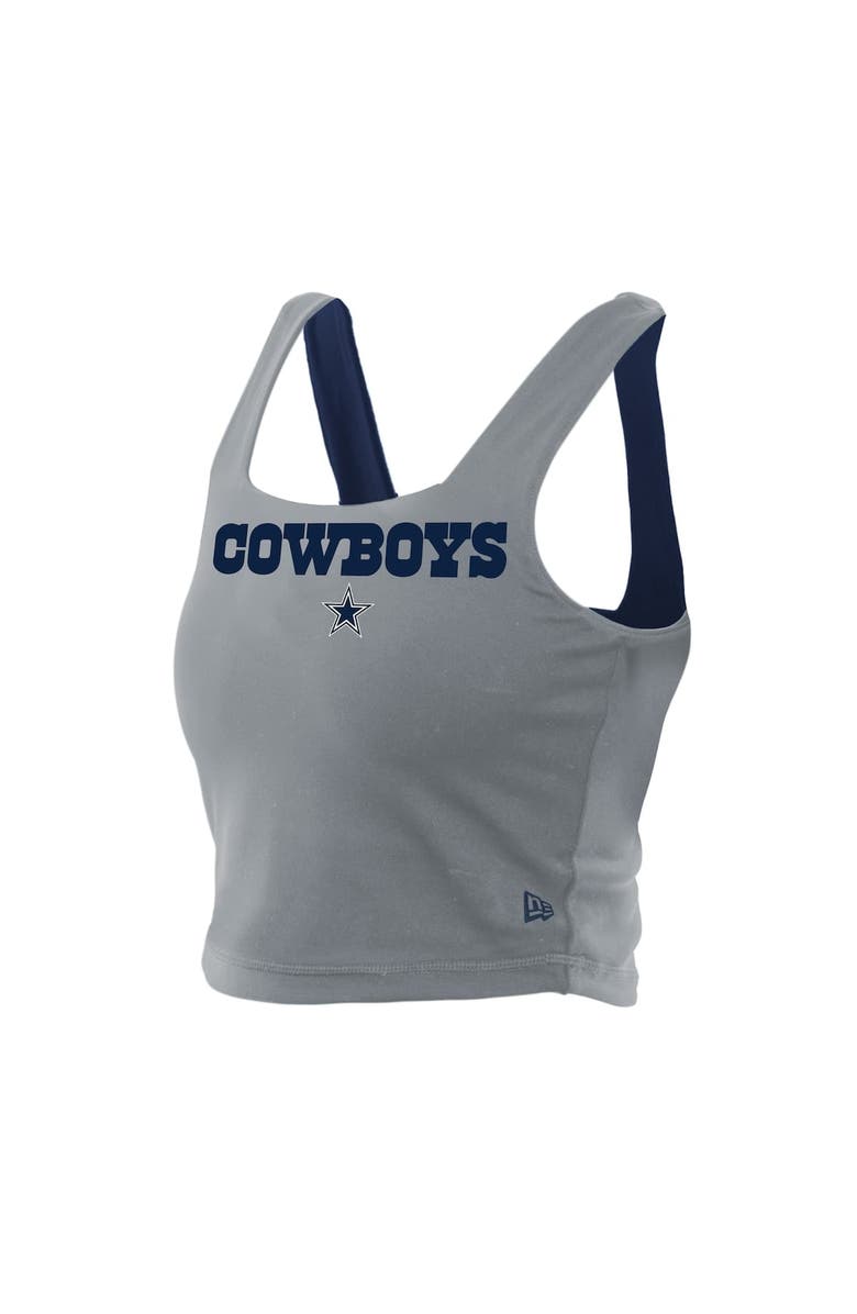 New Era Women's New Era Navy/Gray Dallas Cowboys Reversible Cropped Sport Classics Tank Top, Alternate, color, Navy