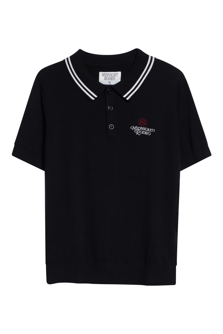 Signature Logo Embroidered Polo Sweater, Alternate, color, BLACK