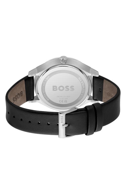 Hugo Boss Men's Tyler Quartz Multifunction Black Leather Watch 43mm In Black