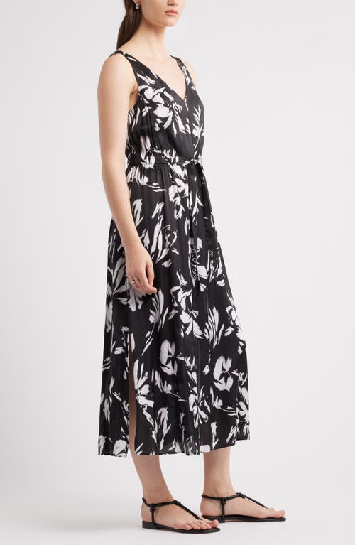 Nordstrom Sleeveless Midi Dress In Black- White Salvage Floral