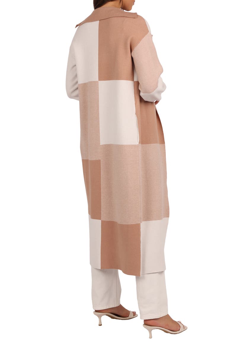 Kingston Large Check Long Cardigan, Alternate, color, BEIGE CHECK