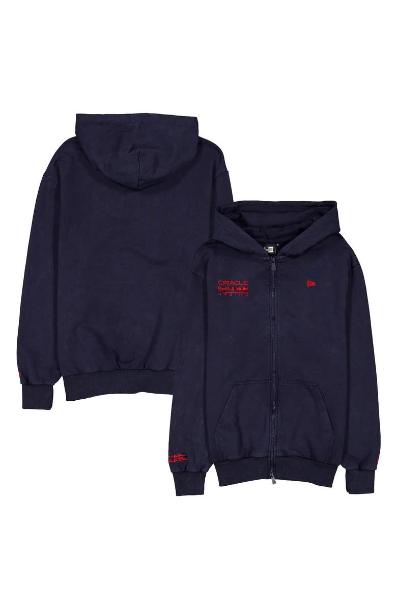 New Era Men's New Era  Navy Red Bull Racing Oversized Full-Zip Hoodie, Main, color, 