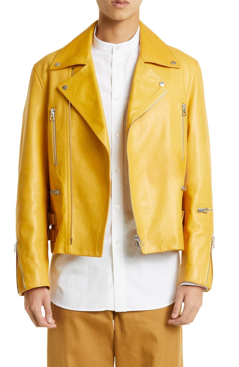 Jil Sander Leather Biker Jacket, Main, color,