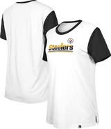 New Era Women's New Era White/Black Pittsburgh Steelers Third Down Colorblock T-Shirt