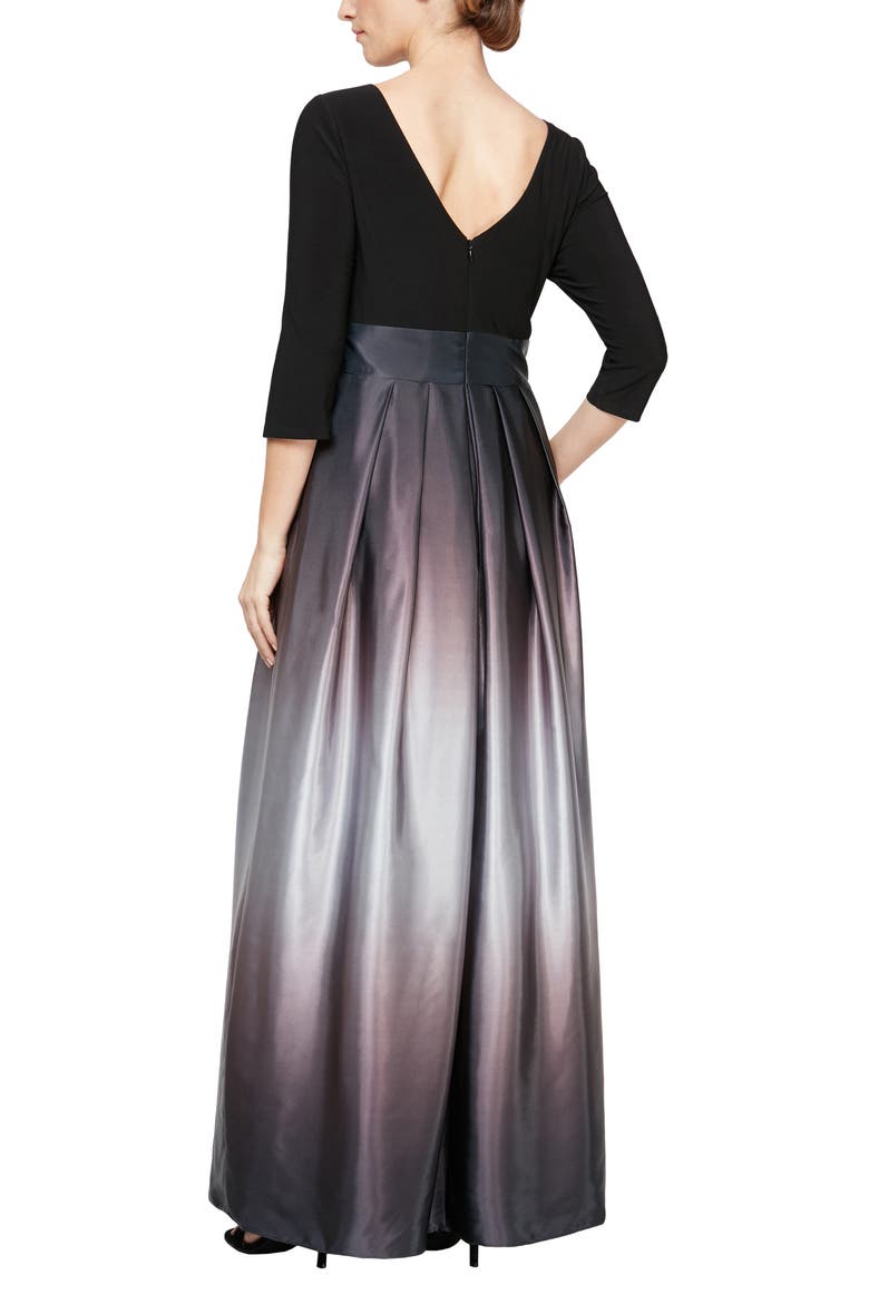 Tie Waist Ombrè Skirt Gown, Alternate, color, BKS