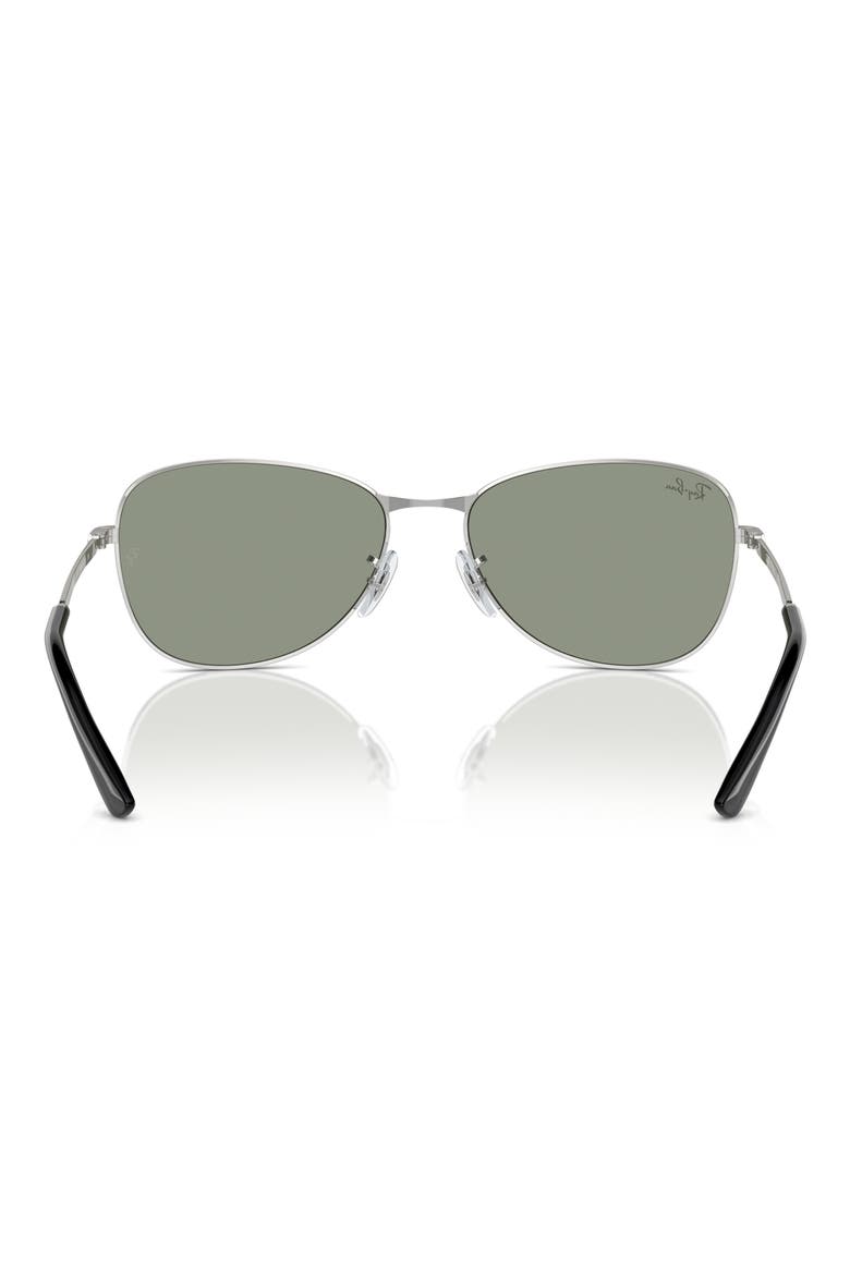 56mm Pilot Sunglasses, Alternate, color, SILVER