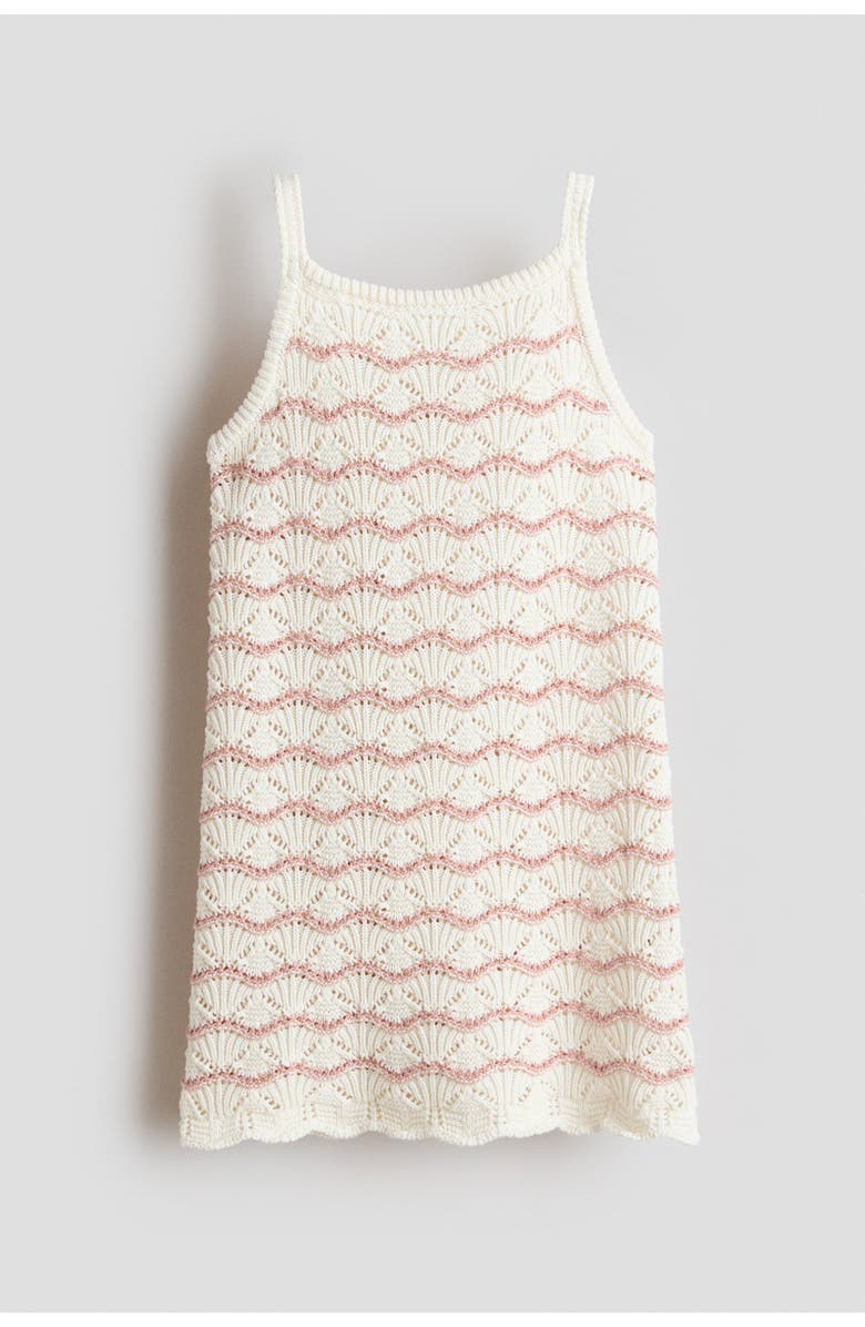H&M Crochet-look Strappy Dress, Main, color, White/Pink Striped