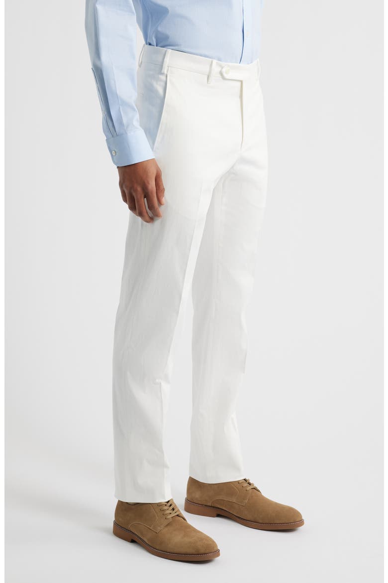 Parker Flat Front Stretch Cotton Pants, Alternate, color, WHITE