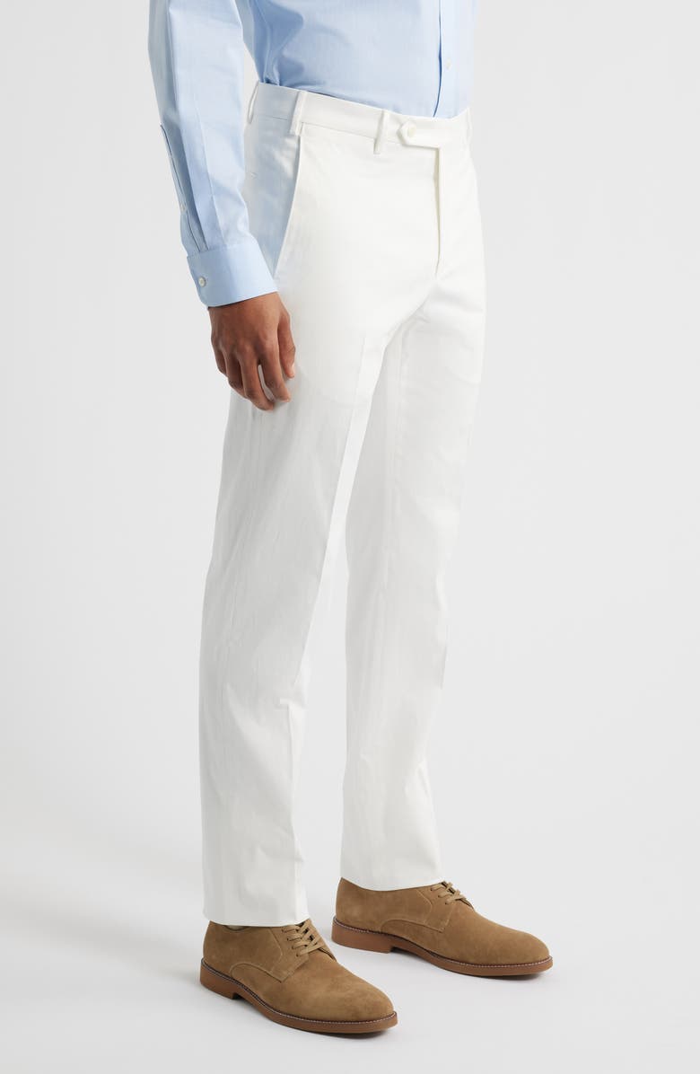 Zanella Parker Flat Front Stretch Cotton Pants, Alternate, color, White