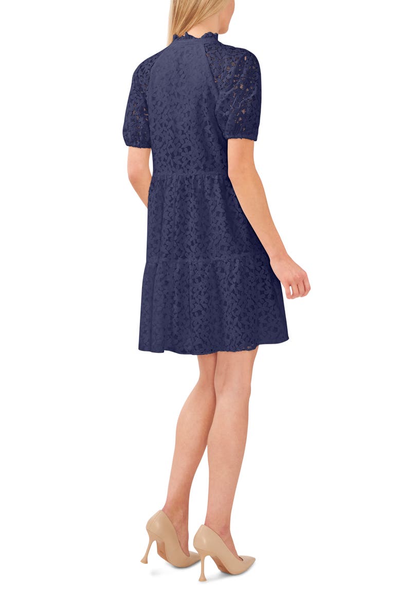 Puff Sleeve Babydoll Lace Minidress, Alternate, color, CLASSIC NAVY
