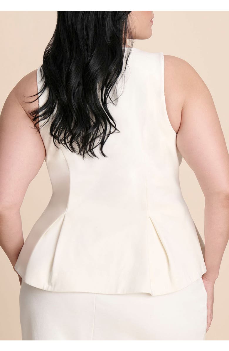 ELOQUII Button Up Peplum Vest, Alternate, color, Jet Stream