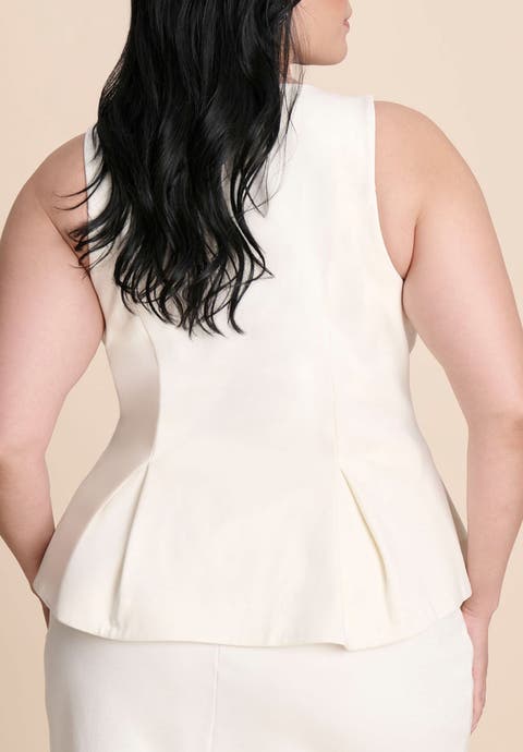 Button Up Peplum Vest (Plus)