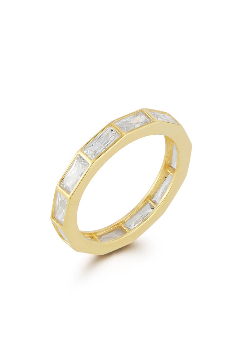 14K Gold Plate Sterling Silver Cubic Zirconia Ring, Alternate, color, GOLD