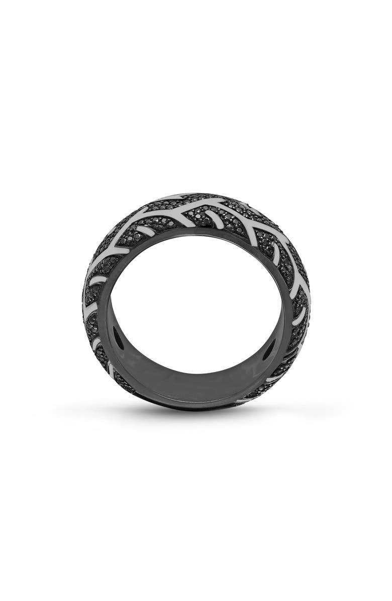 LuvMyJewelry American Muscle Tire Tread Sterling Silver & Black Diamond Ring, Alternate, color, Dark Grey