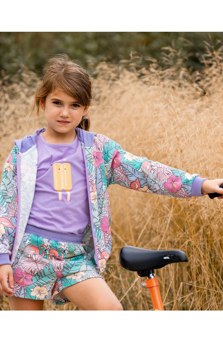 Deux par Deux Little Girl's Organic Cotton Tee Mauve And Yellow Lollipop, Alternate, color, 