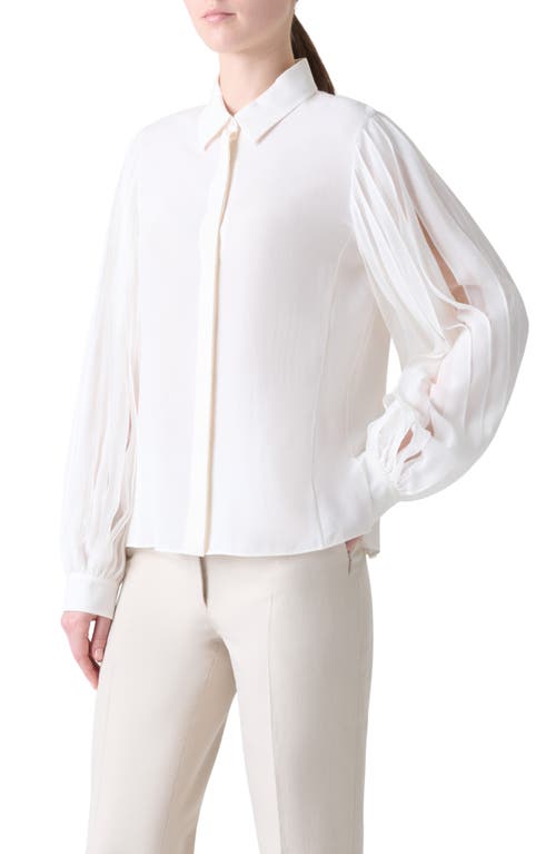 Akris Ribbon Sleeve Silk Button-up Shirt