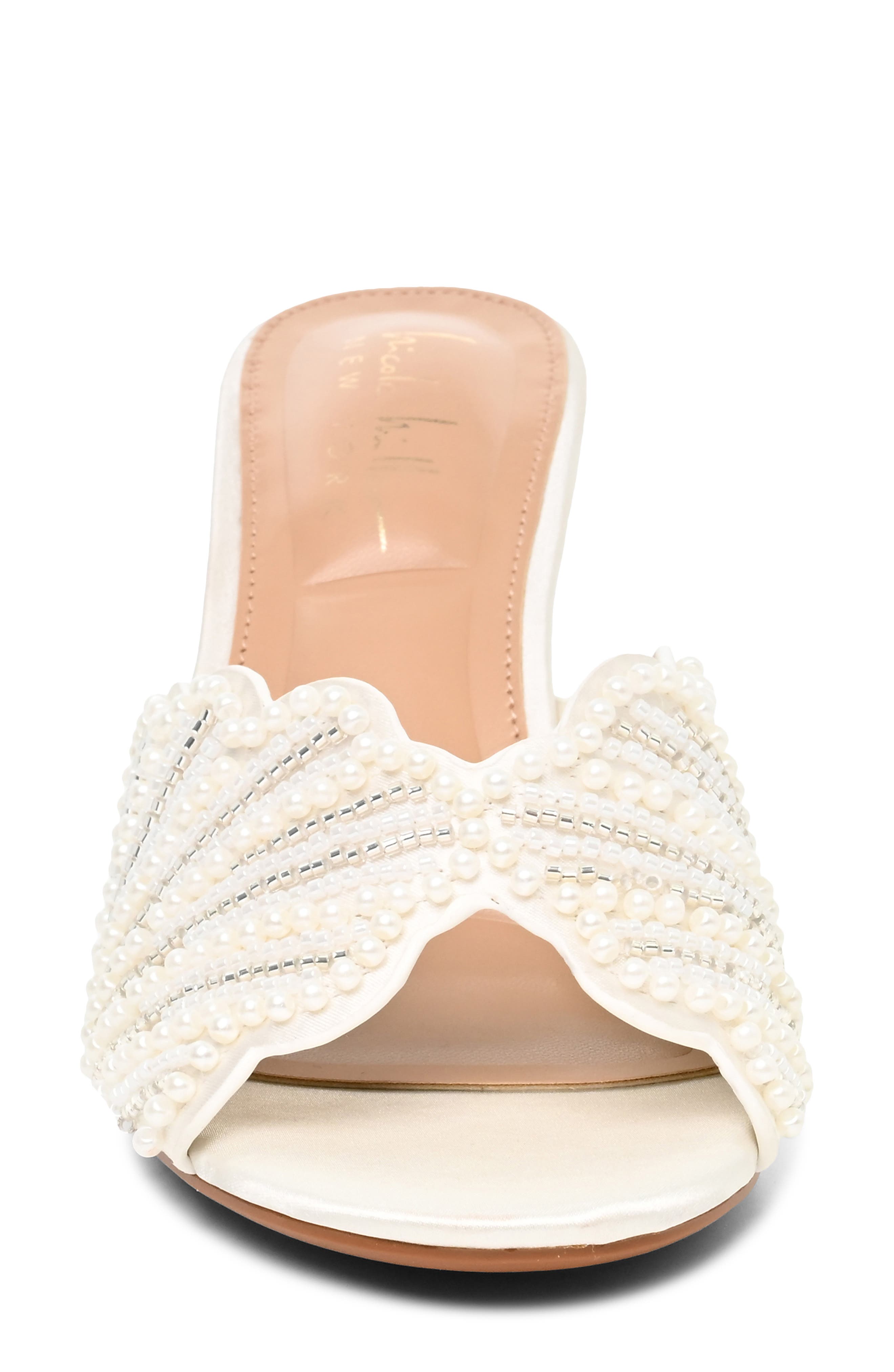 Zoda Faux Pearl Sandal, Alternate, color, BONE