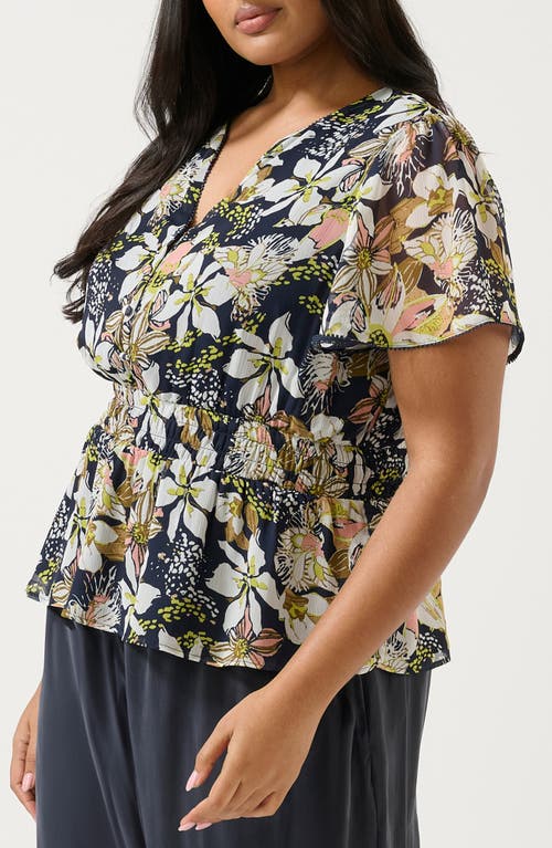 Estelle Wilsons Floral Print Peplum Top In Blue Print