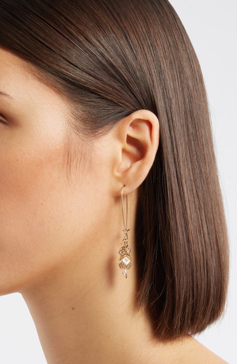 Nordstrom Shaky Cubic Zirconia Cluster Drop Earrings, Alternate, color, Clear- Gold